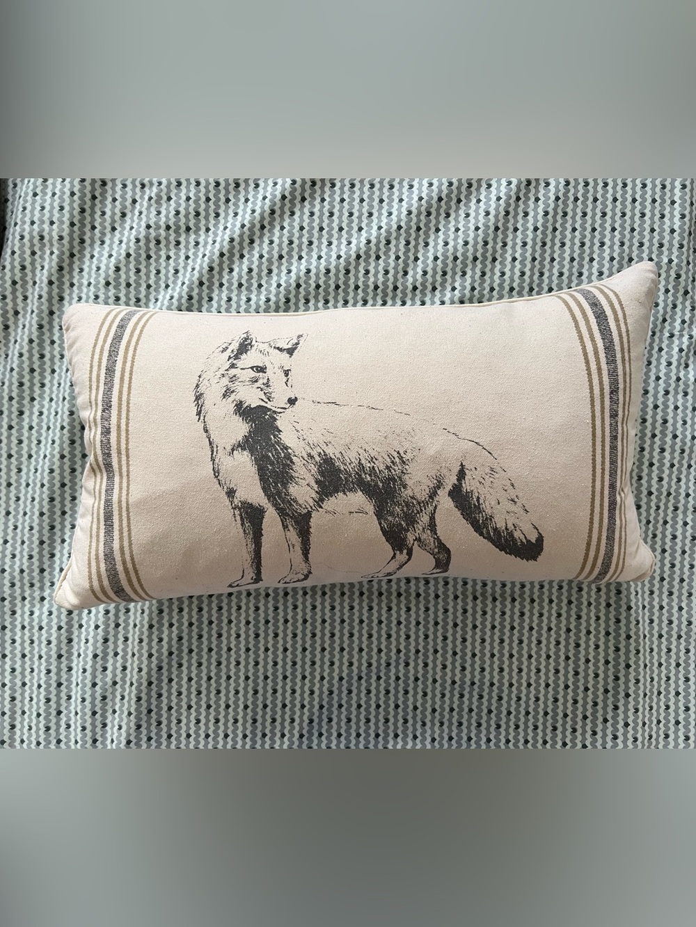 Decorative Fox Print Lumbar Pillow in Beige and Black - Home Bedding